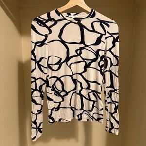 COS Cream and Black Abstract Top
